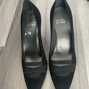 Stuart Weitzman Black Heels with Penny Loafer Detail